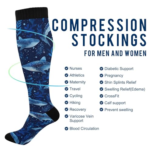 Image of Fisyme Socks for Women Men, Warm Comfort Athletic Crew Running Hiking Cycling Compression Socks