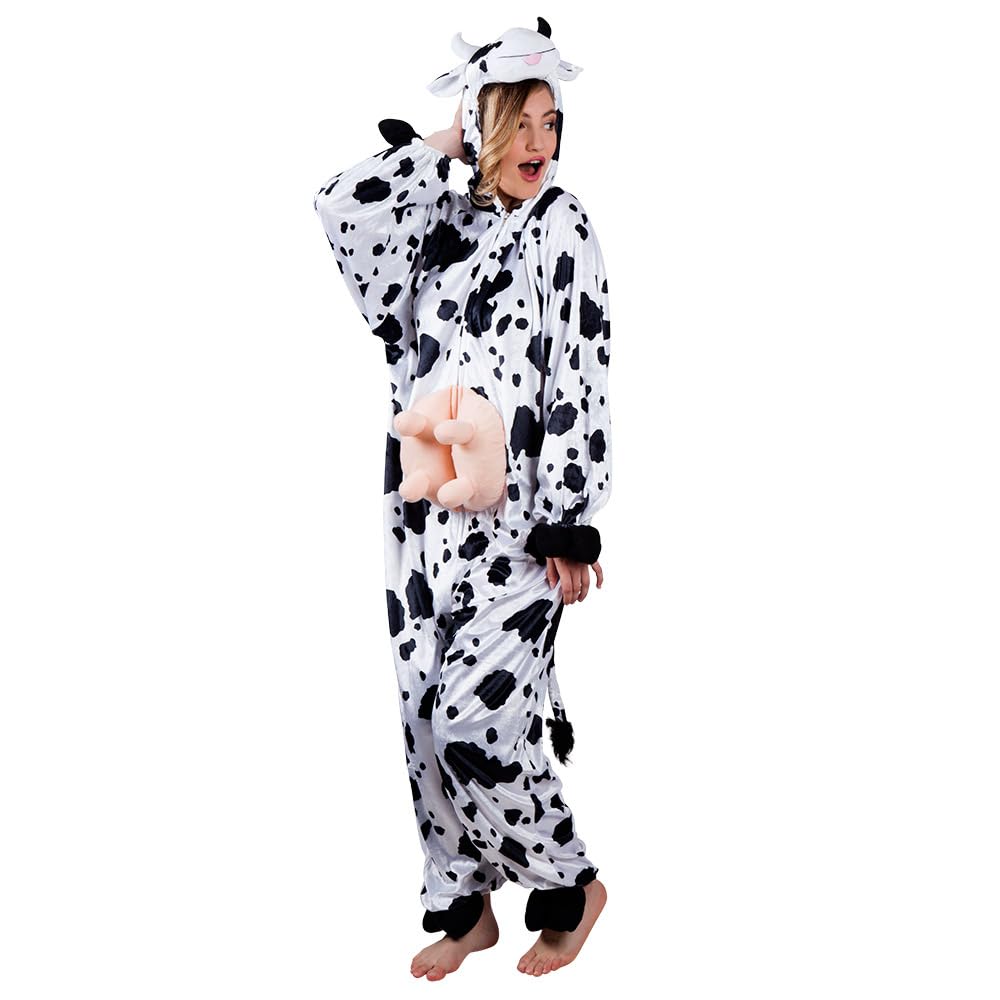 Boland - Costume de vache pour femme ou homme | Costume d'animal en peluche avec capuche, carnaval, soirée à thème et enterrement de vie de jeune fille
