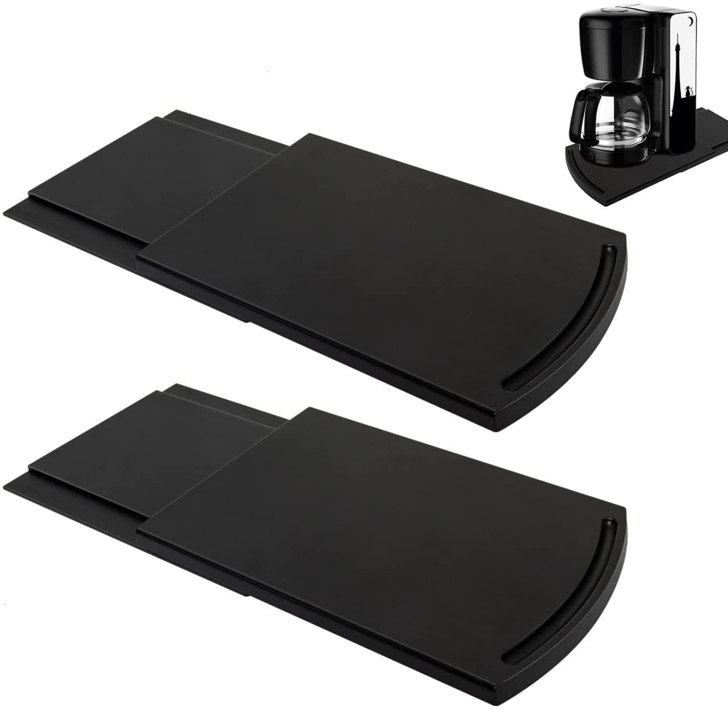 MIXDE 2 Pack Handy Sliding Tray for Coffee Maker, Kitchen Appliance Moving Caddy, Countertop Slider with Smooth Rolling Wheels for Blender, Toaster, Air Fryer, Pot, Food Processors, Aid Mixer