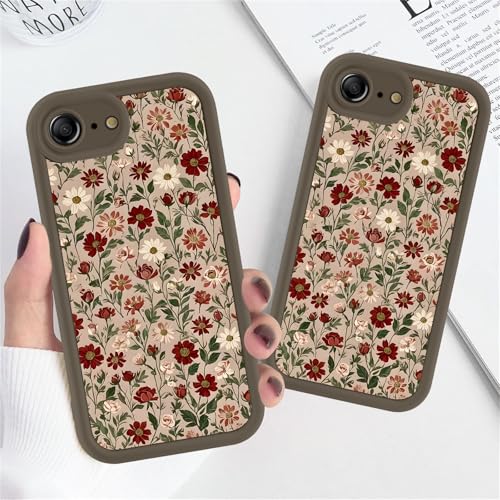 Coque iPhone 17 et 16 rétro à fleurs marron avec protection d'objectif chic