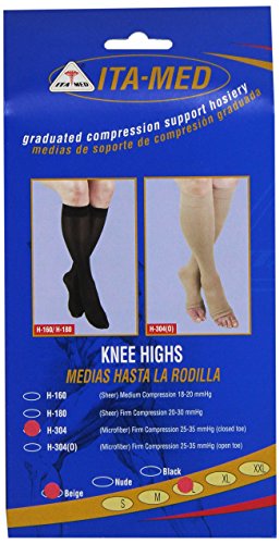 Image of ITA-MED I H-304(3) L B Microfiber Knee Highs, Beige, Large