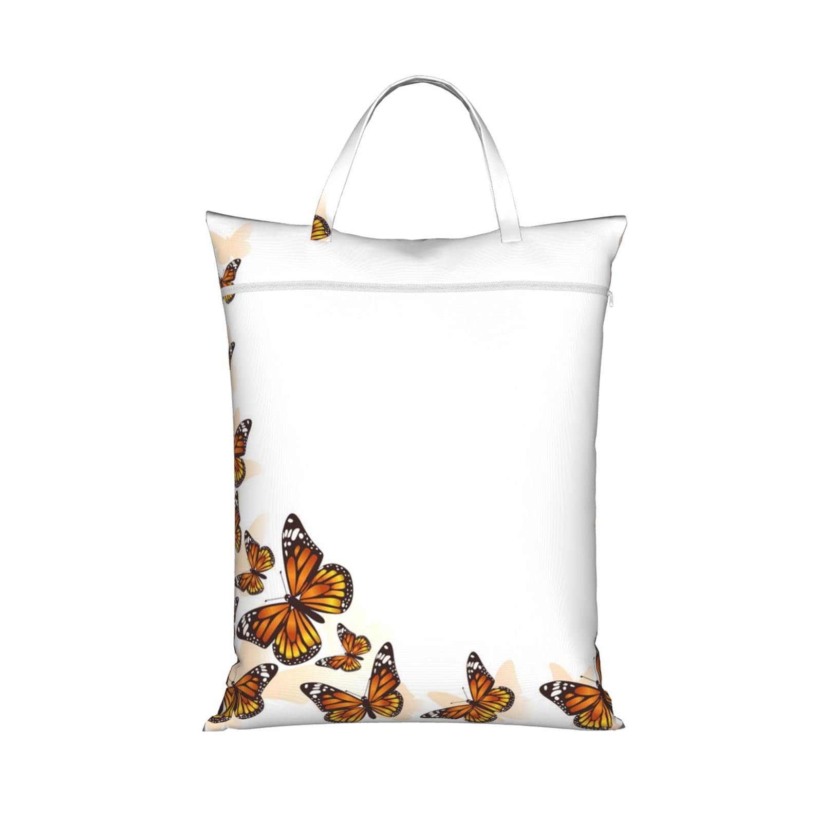 Yfsgdlbn 1 Pc Orange Butterfly Printed Travel Dirty Laundry Bag Clothes Pack Storage Basket Bag
