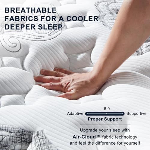 Image of King Mattress 12 inch, Hybrid King Size Mattress in a Box, Individually Wrapped Coils & Gel Memory Foam for Back Support, Pressure Relief & Motion Isolation, Medium Firm, 365 Nights Trial