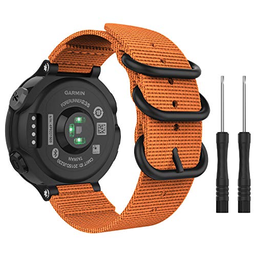 MoKo Correa Reloj para Garmin Forerunner 235/220/230/620/630 / 735XT, Pulsera de Reemplazo Ajustable de Nylón - Naranja