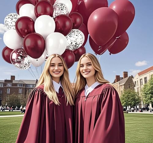 Image of Maroon Graduation Party Decorations /Burgundy White Graduation Decorations Class of 2026 /Maroon White Silver Balloons /Burgundy Silver Birthday Party /Christmas Bridal Shower Wedding (Pack of 3)