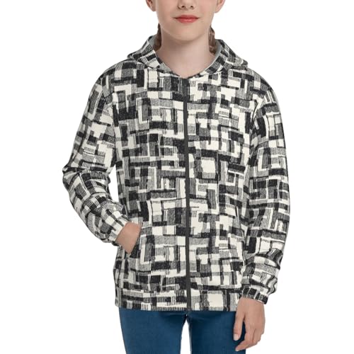 Abstract Patchwork Graphics Kids Pullover Hoodies Boys Zip Up Sweatshirts Girls Athletic Clothes with Pocket3