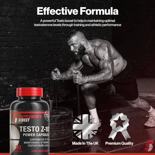 Supplements Direct - Testo-Z10 High Strength Capsules - 90 Capsules - Testosterone Supplements for Men - Zinc Supplements - Muscle Supplements - Testosterone Boosters - for Performance & Endurance - Image 3