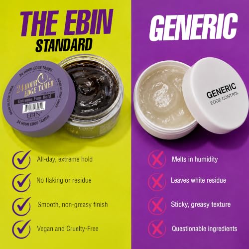 Image of EBIN NEW YORK 24 Hour Edge Tamer - Extreme Firm Hold (6.09oz / 180ml) - No Flaking, White Residue, Shine and Smooth texture with Argan Oil and Castor Oil