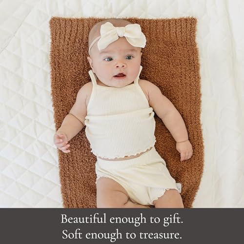 Image of Saranoni Bamboni Baby Blanket | Luxury Plush Super Soft Blanket | Breathable Comfort Infant Baby Blankets for Boys & Girls | Caramel, Mini - 15 inch x 20 inch
