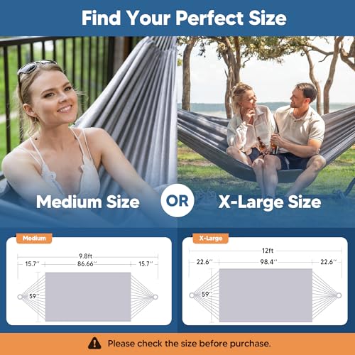Image of SUNCREAT Medium Size Tree Hammocks for Outside, Patio Hammock Without Stand, Light Gray