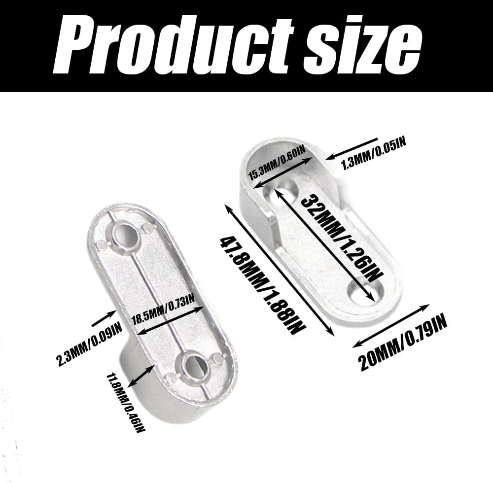 12 Pcs Oval Closet Rod End Supports with 2 Mounting Hole, Wardrobe Rod Bracket, Flanges Socket