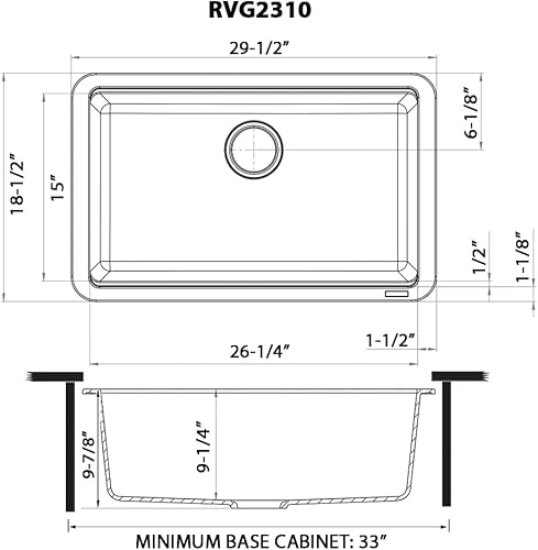 Miniatura 9 de Ruvati RVG2310BK - Fregadero de cocina compuesto de granito mate de doble montaje de estación de trabajo negro de 30 pulgadas