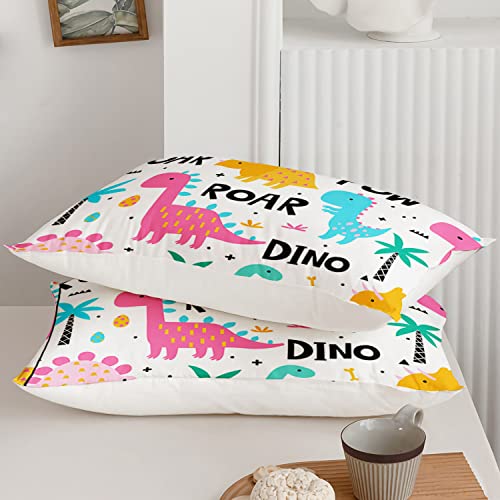 Axolotl Girls Bedding Cartoon Dinosaur Comforter Set Twin Size,Cute Dinosaur Bedding Set For Girls Teens Kids Boys Adults Room Decor,Kids Comforter Set All Season,1 Quilt 2 Pillow Cases,White #TOP5