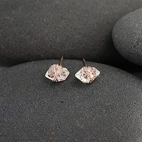 Herkimer Diamond Stud Earrings In 14K Rose Gold Fill For Women By Lotus Stone Design (Rose-Gold) #TOP3