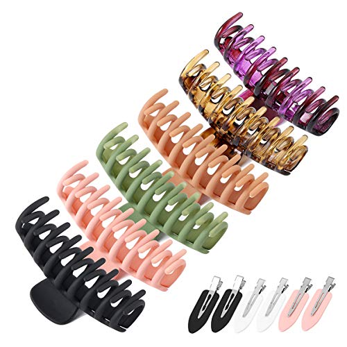 Large Hair Clips for Women and Girls Banana Clips Hair Nonslip Claw Hair Clips for Thick Hair 4.3 Inch long Hair Claw Clips Strong Hold for Thin Hair (6Pcs Big Hair Clips and 6Pcs Makeup Hair Clips)