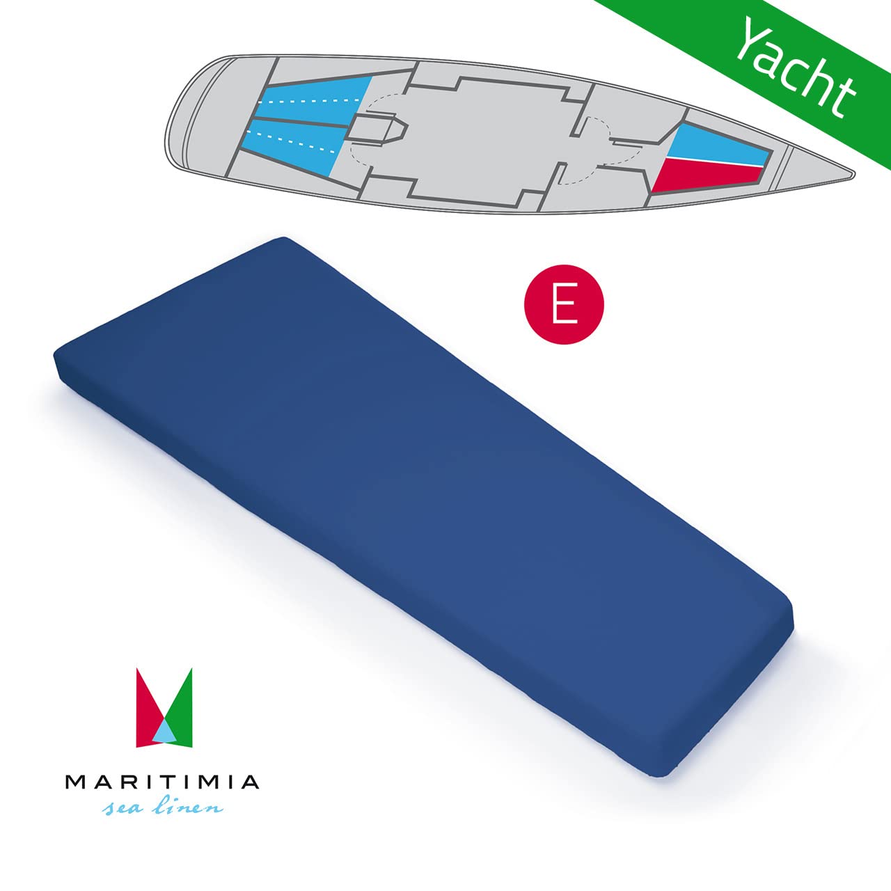 Yacht Spannbettlaken Typ E Marineblau für Yachten und Boote, steuerbord Bug Koje Trapez