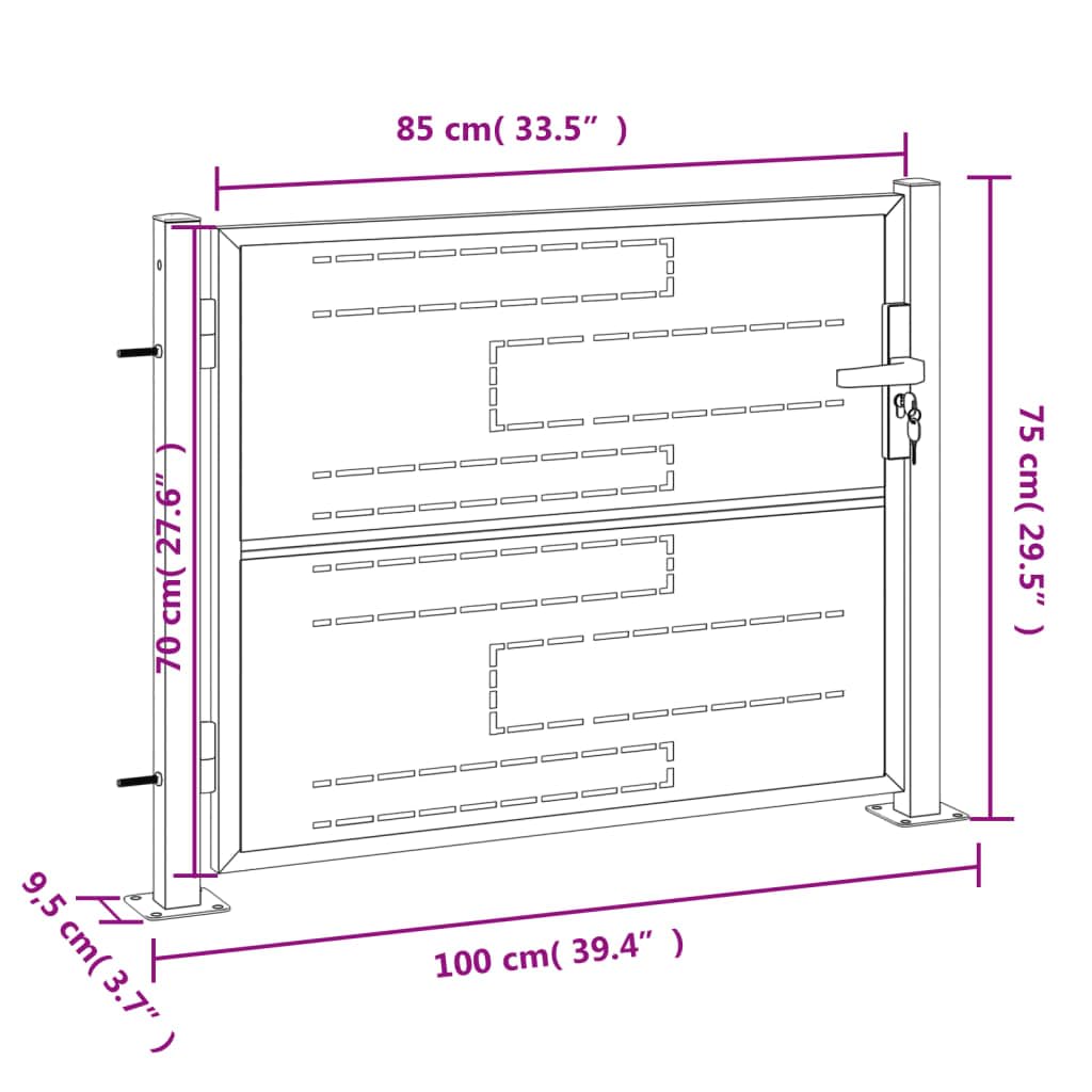 vidaXL Puerta de Jardín, Puerta de Seguridad con Cerradura, Puerta de Entrada, Puerta de Valla para Jardín Patio, Acero Inoxidable