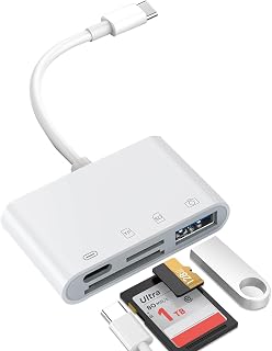 Type-c 读卡器 【2025新上市】USB-C SD卡读卡器 4合1 USB/SD/TF 快速充电 支持OTG 多功能读卡器 无需设置 数据传输 双向高速读取传输 适用于Phone15/16/PC/Android/等设备