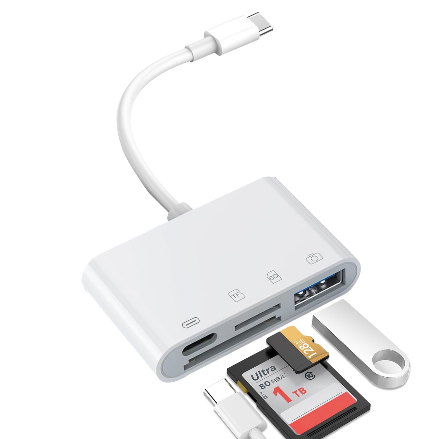 TRAOO Type-c メモリカードリーダー 4in1 USB/SD/TF 急速充電 OTG対応 多機能カードリーダー 設定不要 データ移行保存 双方向高速読み取り転送i-Phone15/16/PC/Android/など機器に適用