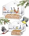 Hatortempt Window Bird Feeder - Set of 2, Clear Plastic - Squirrel-Proof Design with Strong Suction Cups - Wild Bird Feeders for Outdoors & Backyard Birding & Wildlife Viewing