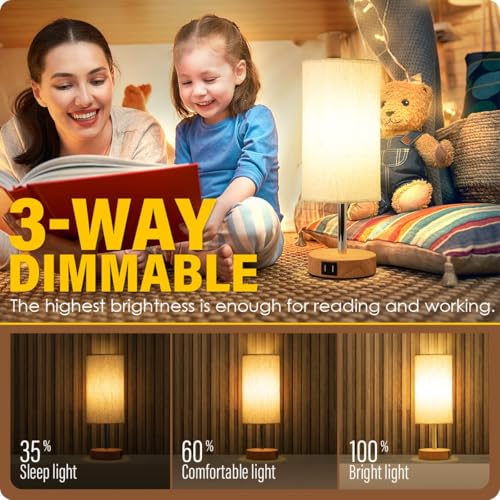 image for Yarra-Decor Bedside Table Lamp with USB Port - Touch Control for Bedro