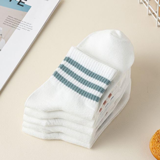 5 Pairs Womens Socks Striped Low Cut Ankle Socks Breathable Casual Running Socks4