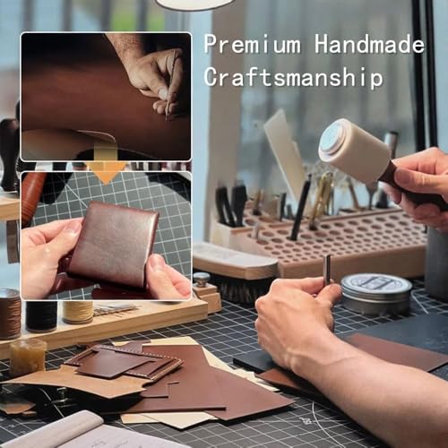 Vintage Handmade PU Leather Wallet, Multifunctional Simple Men's Wallets Built-In Pen Slot, Slim Minimalist Wallets for Daily Business Travel3