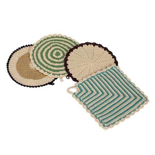 Creative Co-Op Cotton Crocheted Pot Holder, Multicolor, Set of 4