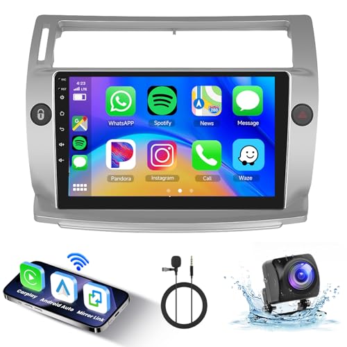 【2+64G】 Hodozzy Carplay Android Auto pour Citroën C4 2004-2009/C-QUATRE 2008 2009 2010 2011,Android Poste Radio Voiture,9 Pouce Touchsreen avec...