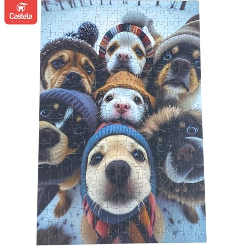 Quebra Cabeça Cachorro Arte de 300 Peças Cachorrinhos Fofinhos Castela