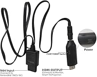 Vista 2 de Adaptador de convertidor HDMI prémium para N64GameCubeSNES Plug and Play 1M macho a macho 1080P Nintendo 64 a HDMI Converte