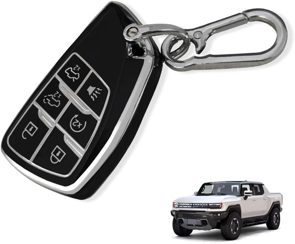 Key Fob Cover Compatible with Hummer EV Accessories Key Shells with Keychain TPU All-Around Protection Key Case