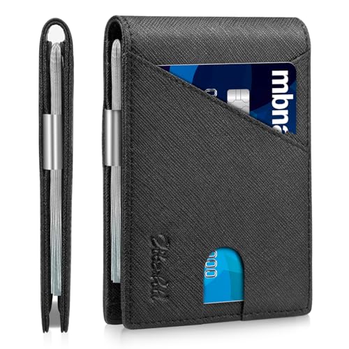 Image of Zitahli Slim Wallet for Men,RFID Blocking Leather Bifold with Money Clip | Minimalist Front Pocket Design, Holds 12 Cards, RFID Protection, Gifts for Men on Birthdays, Father's Day, and Christmas