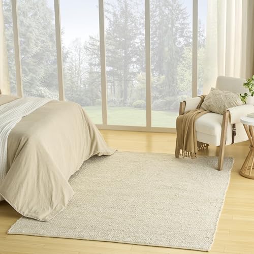 Nourison Home Natural Jute Ivory 5' x 7' Area Rug - Easy Clean, Non Shedding, Bed Room, Living Room, Dining Room, Kitchen (5' x 7')