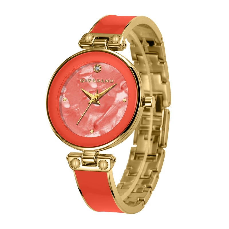 Image of Giordano Designer Analog Watch for Women - Glossy Round Dial & Bracelet Style Stainless Steel Strap