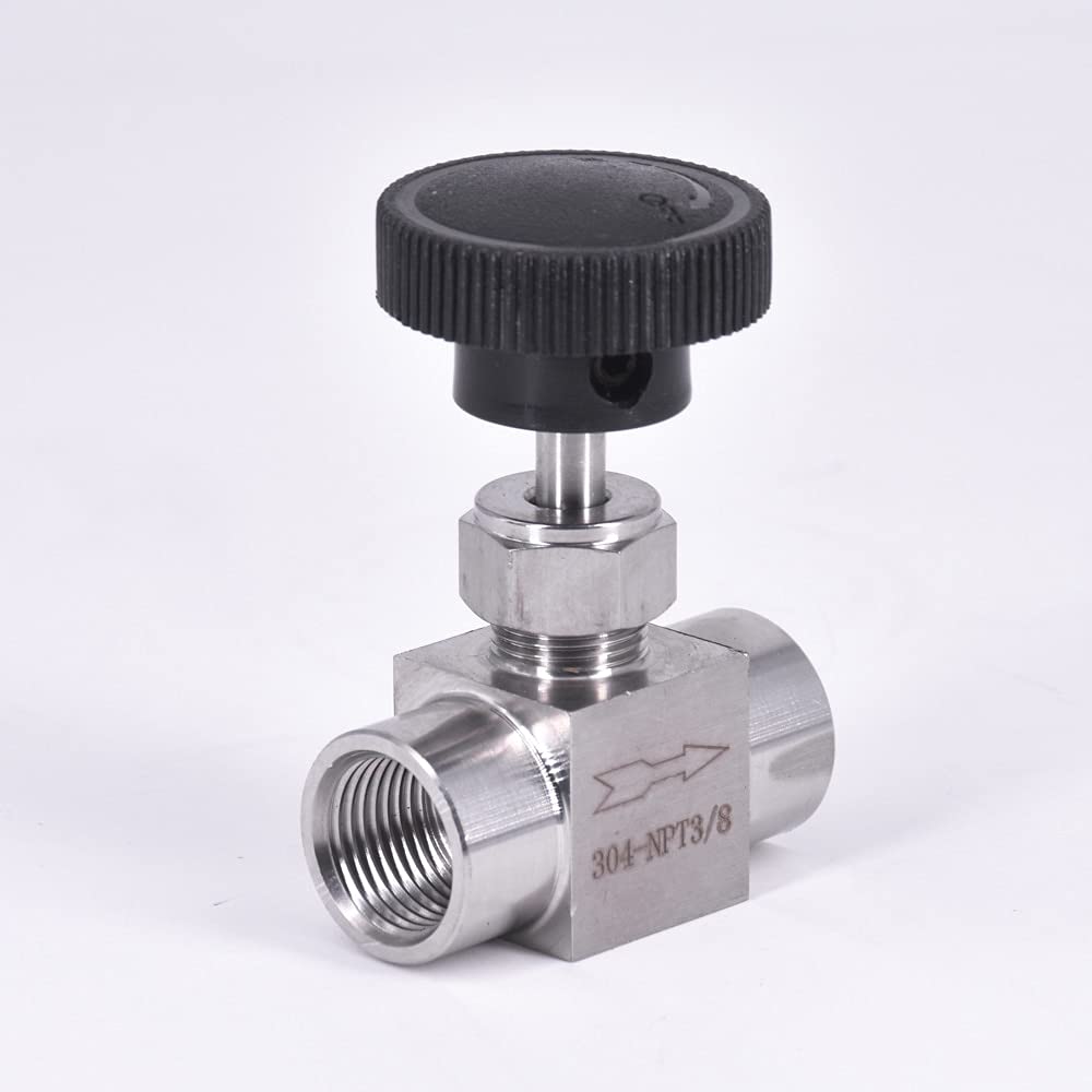 Valvola a Spillo 1/8 1/4 3/8 1/2 Pollice BSP NPT Femmina Valvola a Spillo Crane 304 316 Acciaio Inossidabile Controllo del Flusso for Acqua Gas Olio(Npt,1/8 inch)