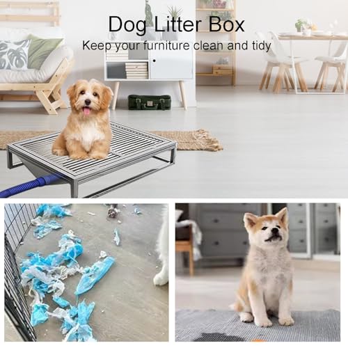 Image of Porch Potty for Dogs, 31 inchx20 inch Stainless Steel Dog Litter Box, Portable Sturdy Metal Pet Toilet Tray, for Small Large Dogs Indoor Outdoor Use, Easy to Clean