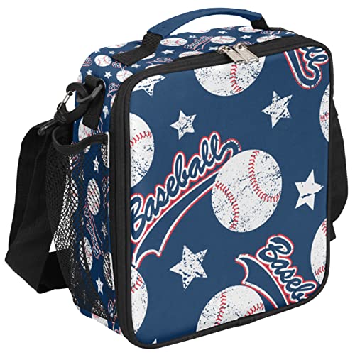 Baseball Lunch Box for Kids Boys, Insulated Lunch Bag Reusable Thermal Lunchbox Cooler Tote Handbag with Removable Adjustable Shoulder Strap for Adults Men Picnic Work School