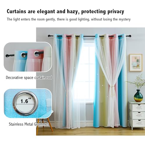 Image of Anytime Star Blackout Curtains for Girls Bedroom Kids Room,Green