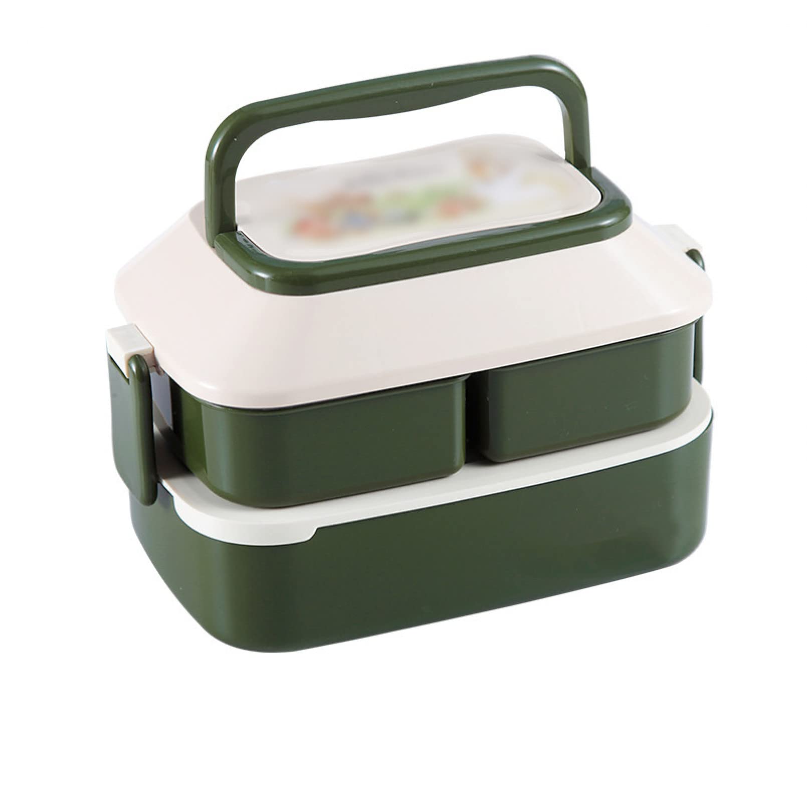 QTZTZ Cute Lunch Box Double Compartment Student Lunch Box Couple Microwave Lunch Box,Green-1.5L
