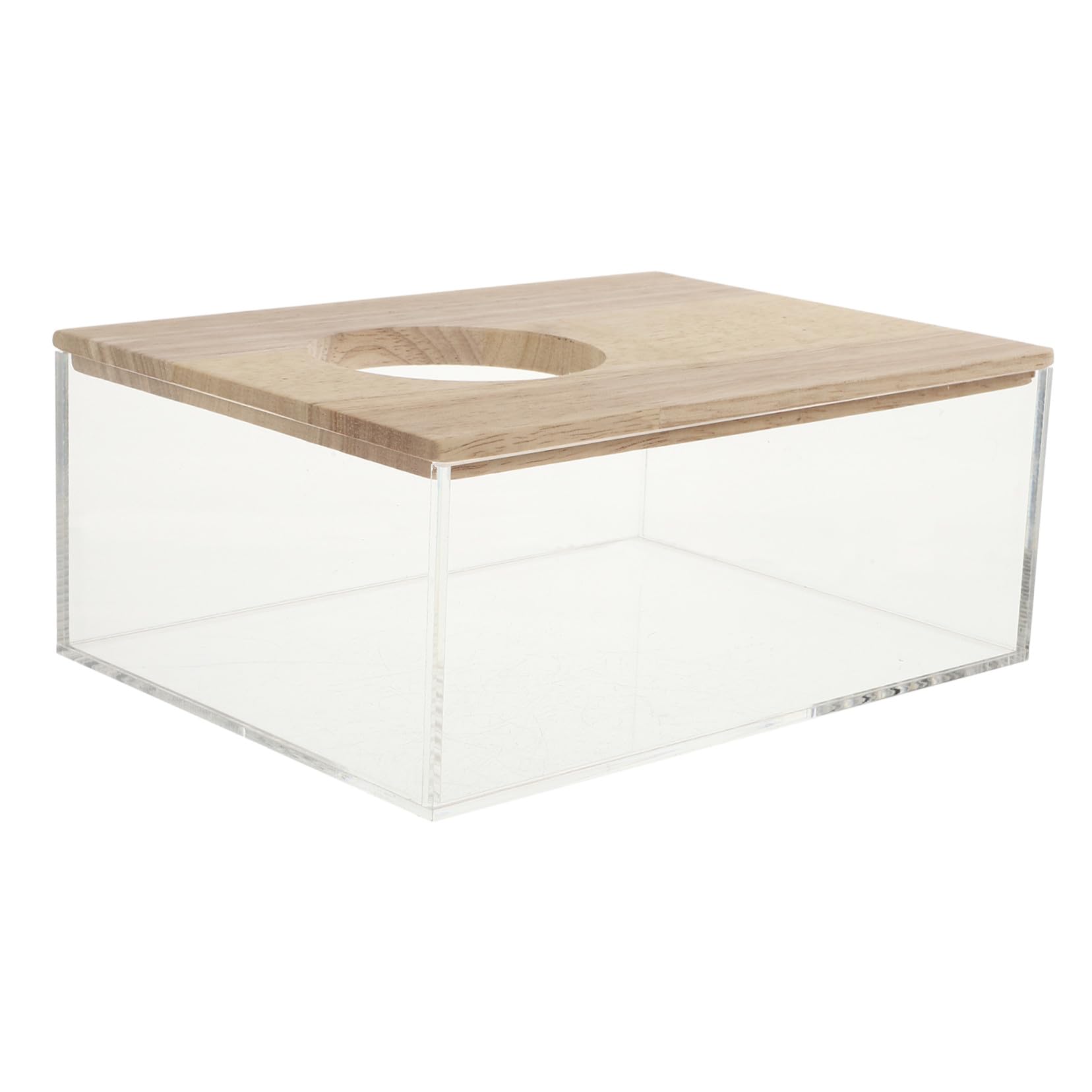 NOLITOY Hamsterbadewanne aus Acryl und Holz Transparente mit Glatter Oberfläche Sicheres Sandbad für Hamster und Meerschweinchen im Heim und Zoofachhandelsbereich