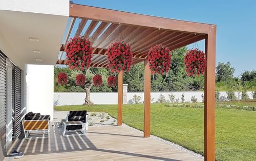 INXUGAO Hanging Baskets Artificial Flowers for Outdoor Interior Decor, Artificial Daisies Flowers Shrubs Plants with Baskets for Home Porch Garden Patio Patio Spring Summer Decor(Red) by INXUGAO - Image 5