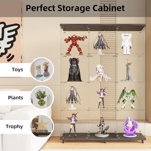 Image of Beauty4U Black Glass Display Cabinet, Extra Large 12-Shelf Curio Cabinet