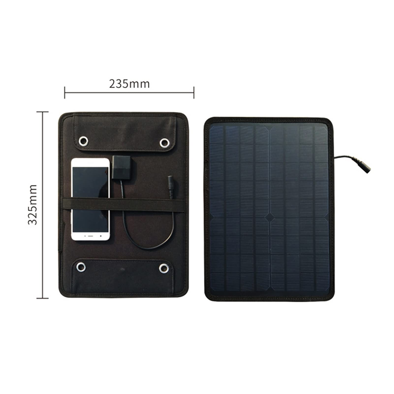 Panel Solar, Cargador de panel solar monocristalino de 100W 5V DC Salida con enchufe de cigarrillo de automóvil + cable de clip de cocodrilo de carga de batería