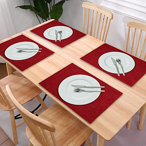 Image of Amazon Brand - Solimo Jute Table Placement - (Maroon, Set of 6 Pieces)