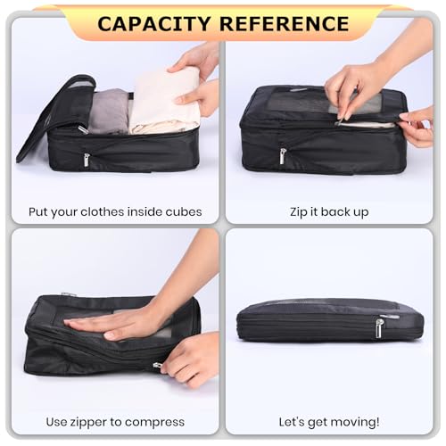 Ultralight Compression Packing Cubes Travel for Suitcases ，Compressible Mesh Packing Cubes for Travel Women Packing Organizers 4 Set3
