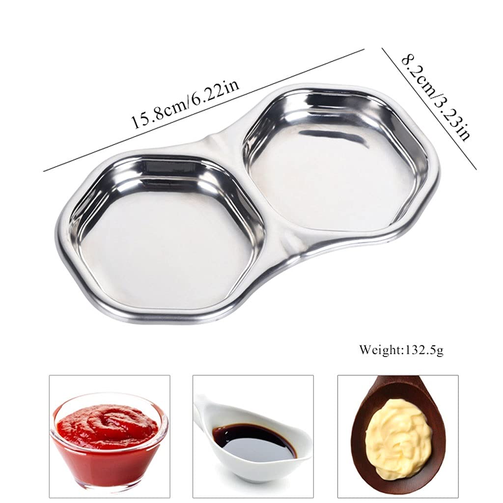 Piatto per Salsa in Acciaio Inox, Piatti per condimenti, antipasto di soia, Sushi, Ketchup