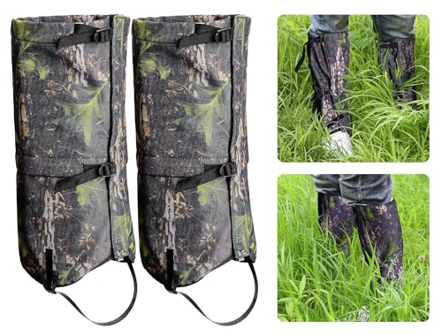 Watayo 1 Pair Trimmer Brush Leg Gaiters- 900D Oxford Cloth Waterproof Leg Guards for Weed Trimming- Adjustable Camouflage Weed Eating Leg Protectors for Men Women Lawn Garden (S/M Universal)