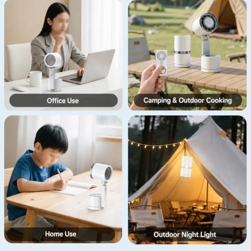 Ventilateur de camping portable oscillant 12000mAh avec lampe LED et télécommande - 8