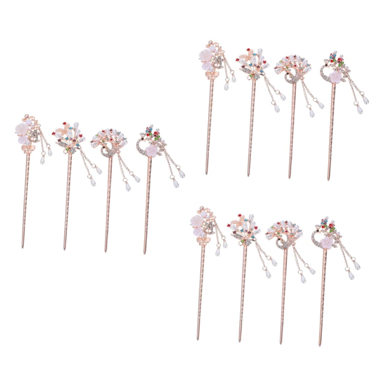Housoutil 12 Stk Vintage Perlenhaarnadel rosa haarkamm haarnadel Haarschmuck für die Braut Haarspangen mit Strasssteinen Haarschmuck für besondere Anlässe Haarklammer Tiara Perle Haarnadel